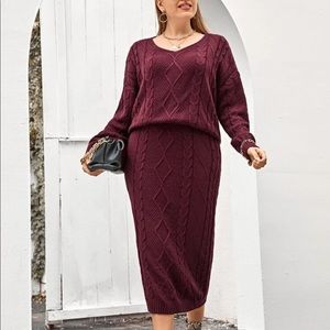 2 piece sweater and knit skirt